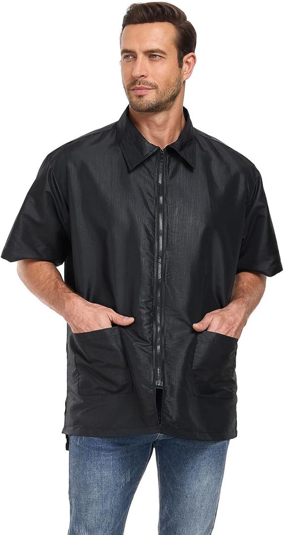 PERFEHAIR Barber Smock for Men & Women | Lightweight, Breathable & Hair Repellent Jacket for Stylists (Large)