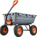 800 Lbs Heavy-Duty Poly Garden Dump Cart with 10-Inch Tires, 180 Rotating Handle & Quick Release System - Steel Frame Wheelbarrow for Soil, Plants, Wood, and Gardening Tools (Gray)