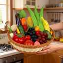 Woration 30pcs Plastic Artificial Fruit Fake Vegetables Simulation Foam Mini Fruits Set Lifelike Food Model Table Decoration Christmas Home Faux Photoshoot Garnish Festival