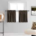 DONREN Cafe Half Curtains 36 Inches Length,Short Blackout Rod Pocket Kitchen Curtains for Small Window, 24" Wide and 36" Long, 2 Panels,Coffee Brown