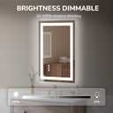 USHOWER LED Bathroom Mirror 24x36 Inch Tempered Glass - Frameless LED Backlit Lighted Mirror for Bathroom Vanity with Anti-Fog, 3 Colors Dimmable, Memory Function, Wall-Mounted