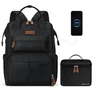 Maelstrom Travel Backpack for Women Men,Laptop Backpack Fits 15.6-17.3 Inch Laptop, Nurse/Work Bag with Insulated Lunch Box (Black)