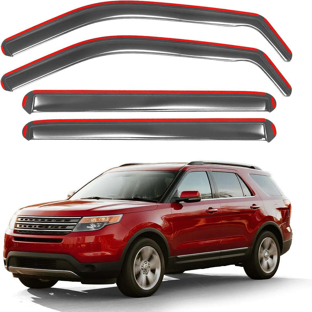 in-Channel Rain Guards for 2011-2019 Ford Explorer (Except Hybrid), Window Deflectors Window Visors for 2015 Ford Explorer Accessories, 4 Pcs