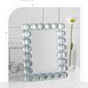 9.45 x 7.09 Inch Vanity Table Mirror Bubble Crystal Framed Desk Makeup Mirror Beaded Standing Room Decor for Dressing Tabletop Living Room Bedroom Office Home
