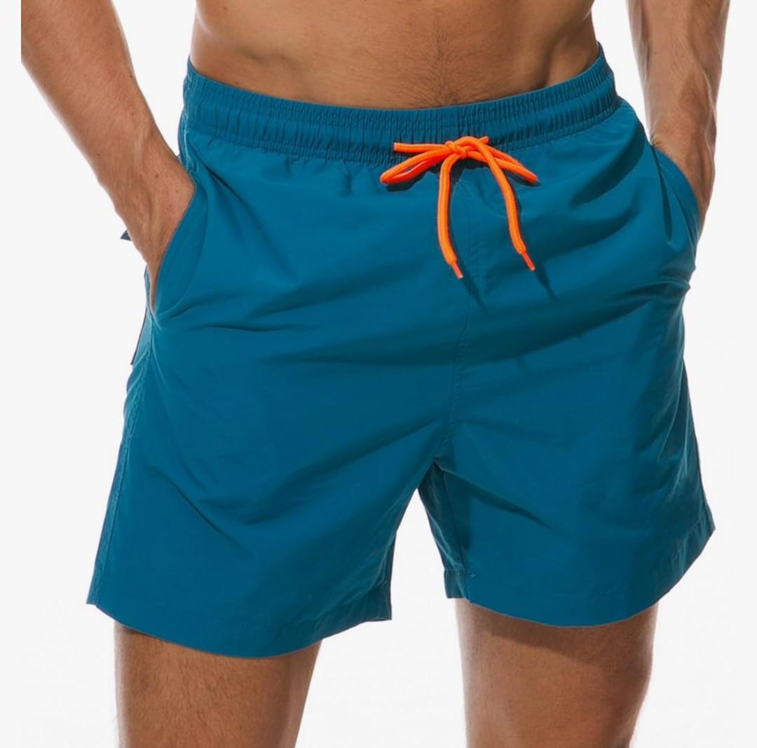 SILKWORLD Men's Swim Trunks Quick Dry Beach Shorts with Pockets,Blue 3XL