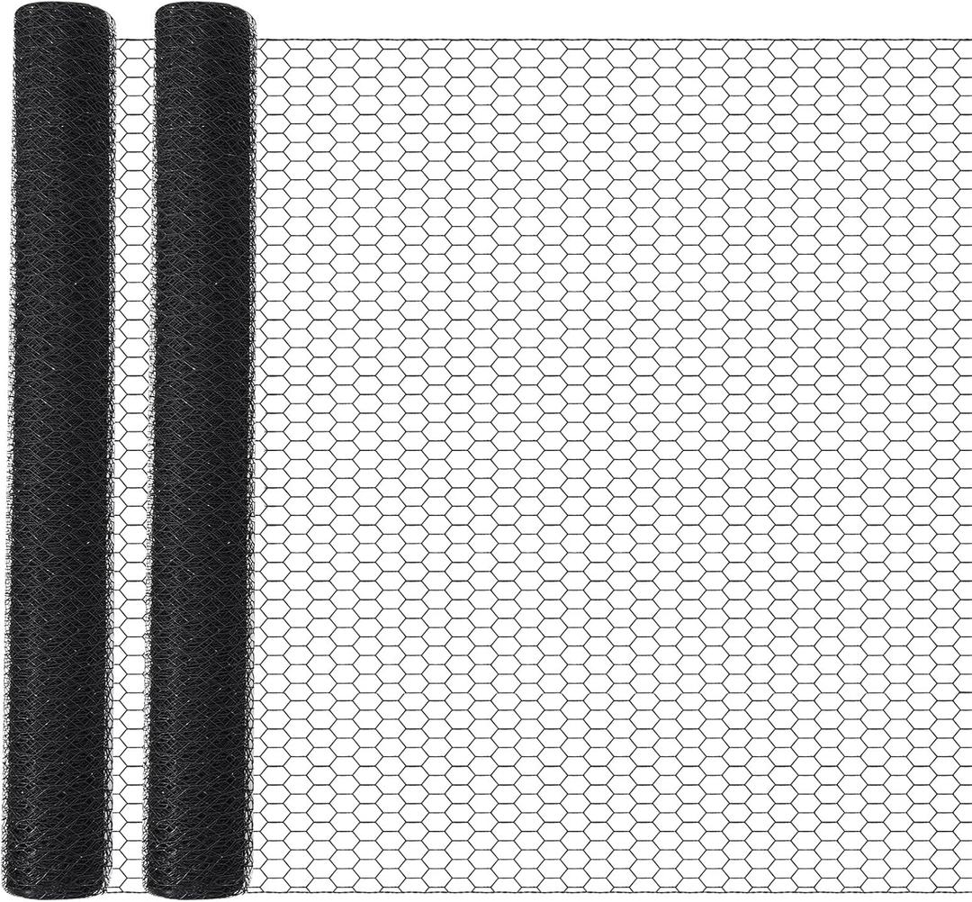 GlikCeil 48 in x 100 ft Chicken Wire Fencing Metal Floral Chicken Wire Mesh for Crafts Poultry Garden, 1 Inch Hexagonal Galvanized Hardware Cloth Netting for Poultry Coop Barrier Rabbit Cage(Black)