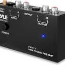 Pyle Mini Phono Turntable Preamp - Stereo Preamplifier with RCA Input/Output - Low Noise - Powered by 12V DC Adapter - Ideal for Vinyl & Phonographs - PP777