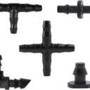 Kalolary Irrigation Fittings Kit, Drip Irrigation Barbed Connectors for 1/4-Inch Tubing Flower Pot Vegetable Garden Lawn Water Hose Connectors (200Pcs)