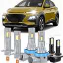 Lights Bulbs Combo For Hyundai Elantra 2007-2013, 20000LM Super Bright High and Low Beam Fog Lights, 6000K White, 800% Brighter, Plug And Play, 6-Pack