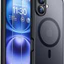 SPIDERCASE Magnetic for iPhone 16 Plus Case,with 2 Pcs [Tempered Glass Screen Protector] Translucent Matte Back Slim Shockproof Protective Phone Case for iPhone 16 Plus 6.7'',Black 2 Pack