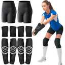 Poen 10 Pcs Volleyball Accessories, Volleyball Shorts Knee Pads and Arm Sleeves with Protection Pad Spandex Shorts for Women Youth Girls Training Dance(Small)