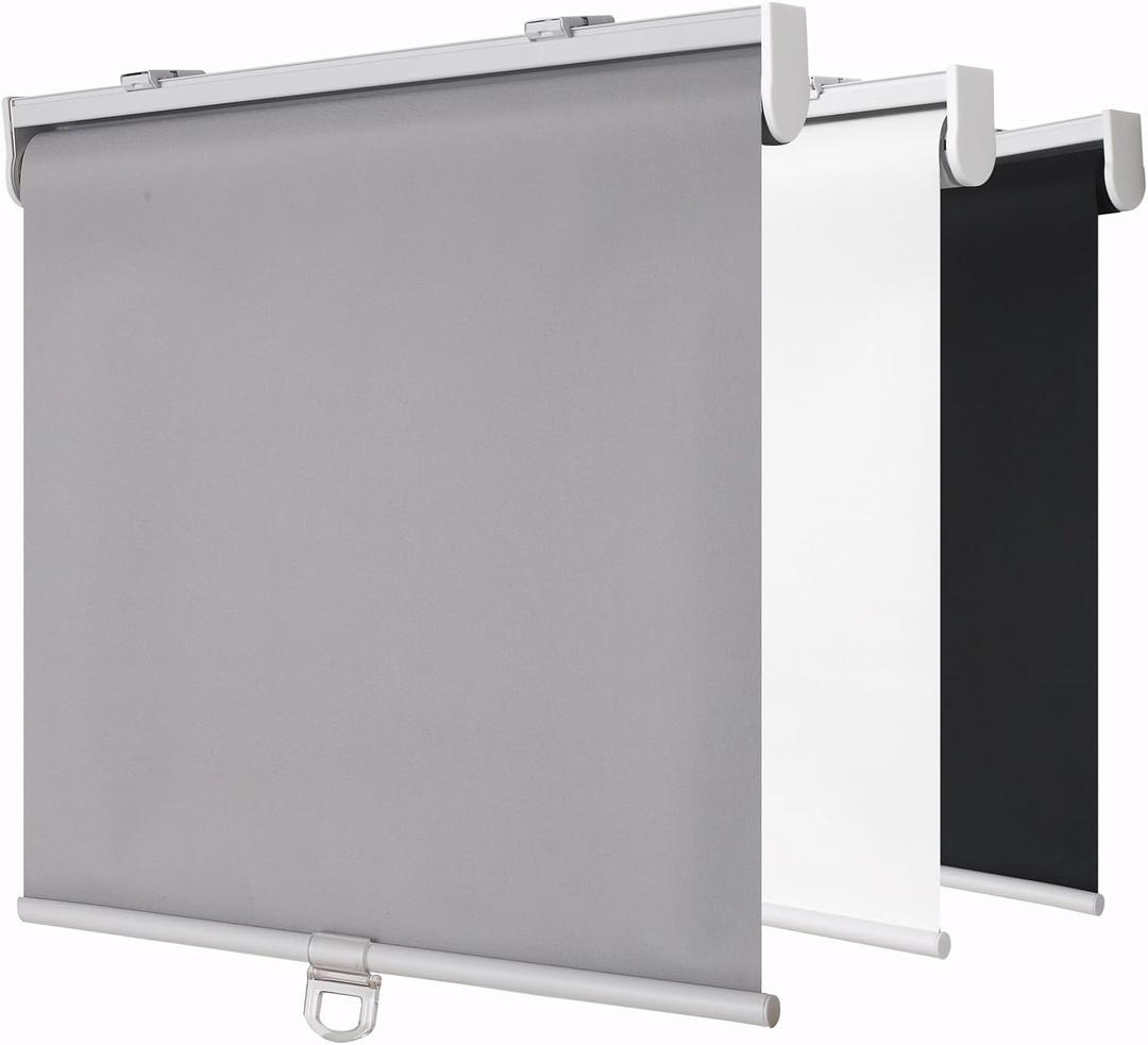 Cordless Blackout Window Roller Shades, Pull Down Spring System Indoor Blinds, Room Darkening Waterproof UV Protection Thermal Insulated Fabric for Home and Office (Grey, Width 53", Height 72") (53"W x 72"H)