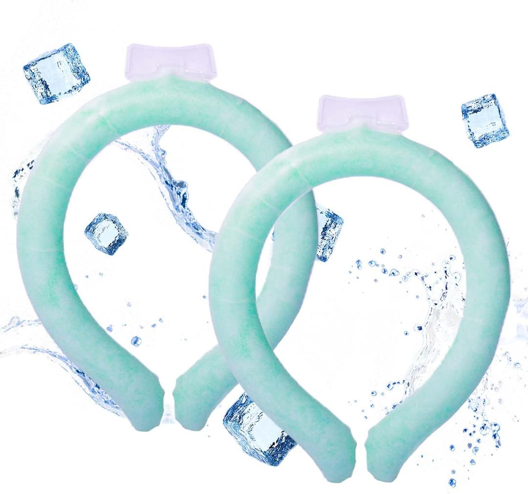 Reusable Cooling Neck Wrap for Hot Weather, Neck Cooling Tube, Adjustable Cold Therapy Wrap for Outdoor Sports, Golf, Gardening, Transparent PVC with 6Hrs Cooling, Adult & Youth (Green)