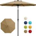 Garvee 9FT Patio Umbrella - Outdoor Table Umbrella with Smooth Crank Lift, Push Button Tilt and 8 Sturdy Ribs - Market Umbrella UV Protection Waterproof for Pool, Deck, Yard, Garden (Tan)