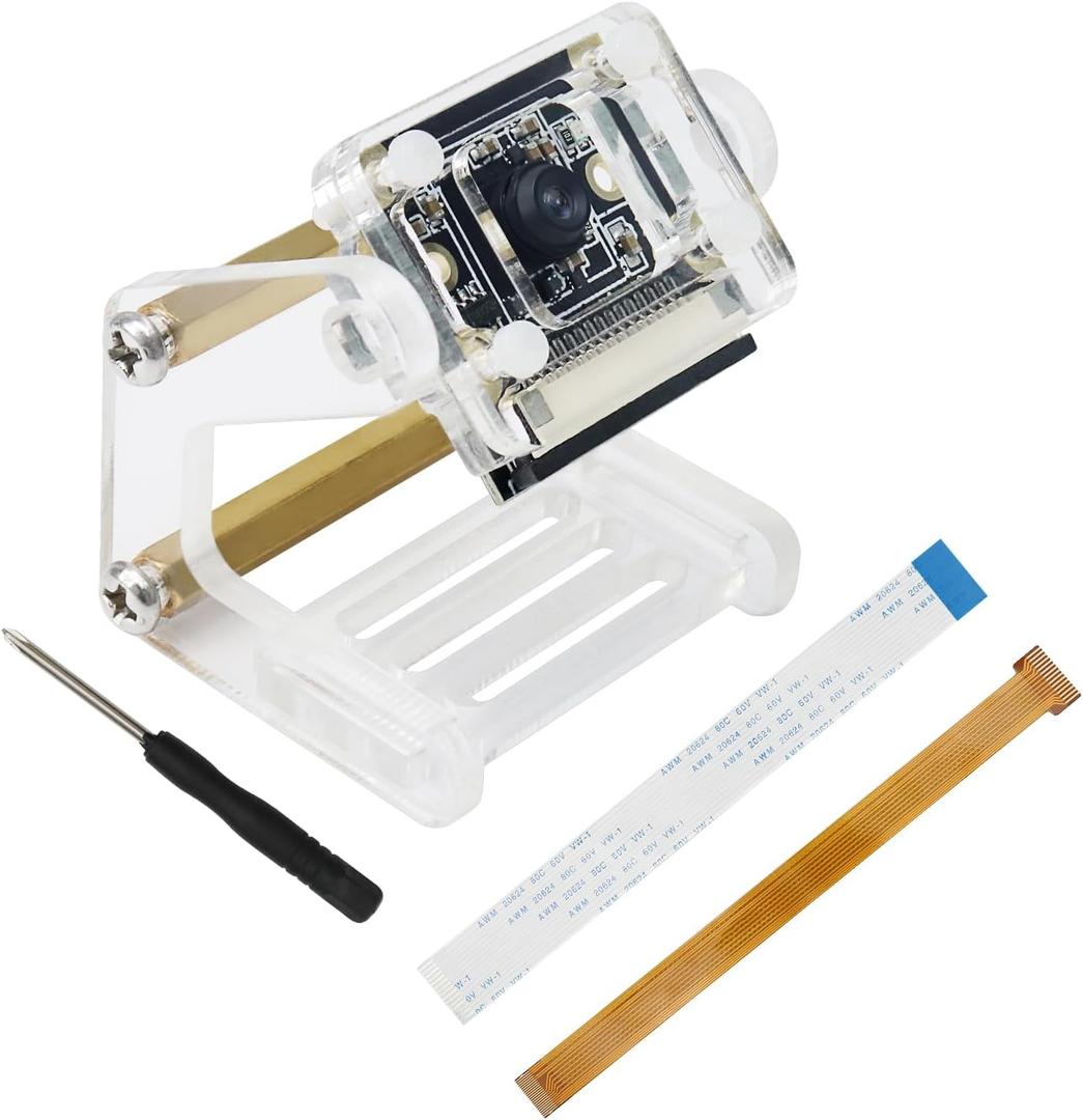 Freenove 8MP Camera for Raspberry Pi 5 4 B 3 B+ A+ Zero 2 W Jetson Nano with Adjustable Holder and Ribbon Cable, 120 Viewing Angle, 1080P 720P Output