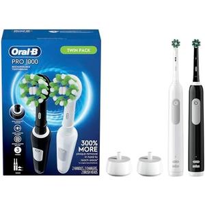 Oral-B Pro 1000 CrossAction Electric Toothbrush, Black and White, 2 Count