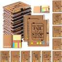 Tenceur Inspirational Gifts Bulk Appreciation Notebook and Pen Set Spiral Journal Notepad with Sticky Notes Motivational Bamboo Ballpoint Pen Bulk for Teacher Employee Team Appreciation(50 Sets)