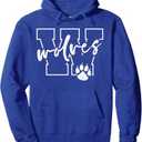 Blue Wolves Mascot Wolves Baseball Wolves Basketball Football Pullover Hoodie Size Small