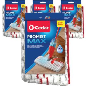 O-Cedar ProMist MAX Spray Mop Head Replacement (Pack of 4) | Machine Washable | Reusable | Microfiber Refill | Removes 99% of Bacteria