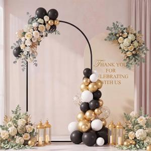 Black Metal Arch Backdrop Stand Wedding Balloon Decor,6.6ft | Assembly Frame for Birthday Baby Shower Photo Backdrop, Sturdy Base Holds Balloon Garland, Reusable Party Decoration