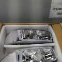 LED DRL Headlights Assembly Compatible with 1999-2007 GMC Sierra / 2000-2006 Yukon XL 1500 2500 Excluding Denali Vehicles Clear Reflector Chrome Housing