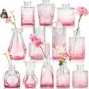 Der Rose Pink Vases Set of 12, Small Bud Vases for Flowers, Rustic Wedding Centerpieces and Home Decor