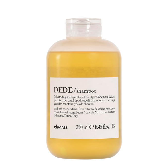 Davines DEDE Shampoo, Delicate Soft Lather Daily Cleanser for Medium Fine & Fine Hair  Gently Removes Impurities to Make Hair Light, Shiny, and Soft with Red Celery Extract, Travel Size, 2.54 Fl Oz