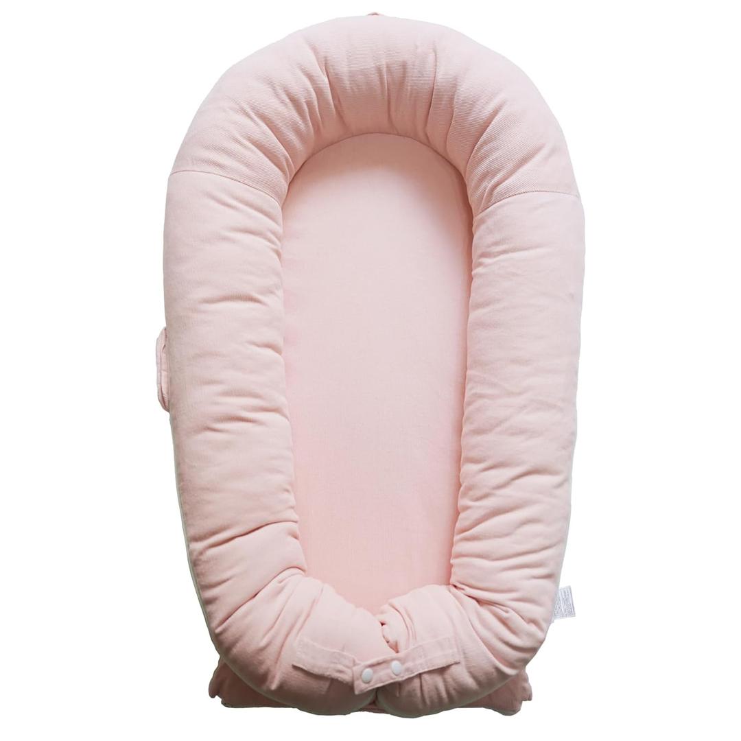 Deluxe Infant Lounger, Baby Nest Cover for Baby Girls & Boys, Newborn Essentials for Baby 0-12 Months, 100% Cotton, Portable Travel Bed (Corduroy Cotton, Mistyrose)