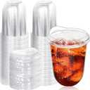 50 Pack Clear Plastic Cups with Strawless Sip Lids,16 oz Iced Coffee Cups with Lids,Disposable PET Crystal Cups,Round Bottom To Go Cup for Iced Coffee Juice Smoothie Cold Beverage