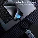 AFFHAUSEN USB C to USB C Cable 7ft (Matte Black), 60W Fast Charging, 480Mbps, USB-C Charging Cord for iPhone 17/16/15, MacBook Air/Pro, iPad Pro, Samsung Galaxy S25