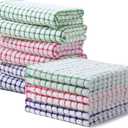 Homaxy Kitchen Towels and Dishcloths Set, 16 x 25 and 12 x 12 Inches, Set of 12 Cotton Terry Kitchen Dish Towels, Super Soft and Absorbent Dish Cloths, Red/Blue/Green
