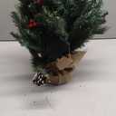 2ft Tabletop Pre-lit Christmas Tree with Star Treetop, Clear LED Lights, Artificial Xmas with Burlap Base for Table Desk Home Decor