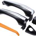 ApplianPar Front Driver and Passenger Side Exterior Door Handle Black with Chrome for Kia Optima 2011-2015