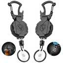 1 Pack Retractable Keychain Heavy Duty Carabiner Badge Holder with Magnetic Closure, Tactical ID Badge Reel for Men with 32” Steel Retractable Cord, Bearing 17 OZ