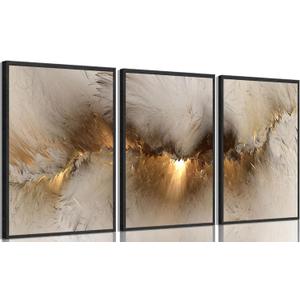 VPUQWGKE 3Pcs Golden Clouds Wall Art Modern Abstract Marble texture Picture Wall Decor Sky Scenery Print Artwork Nature Simple Paintings for Living Room Bedroom Bathroom Decoration 16x24in Poster