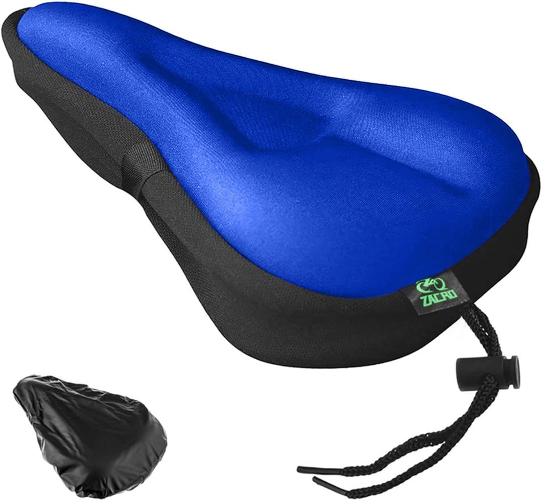 Zacro Bike Seat Cushion - Gel Padded Bike Seat Cover for Men Women Comfort, Extra Soft Exercise Bicycle Seat Compatible with Peloton, Outdoor & Indoor Bike Saddles, S