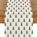 Artoid Mode Beige Xmas Tree Christmas Table Runner, Seasonal Winter Kitchen Dining Table Decoration for Home Party Decor 13x90 Inch