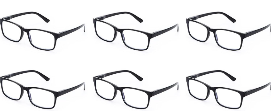 WALMXX Reading Glasses, 6 Pack Reading Glasses Blue Light Blocking for Men Women, Anti Eyestrain/ Dryness/ UV Lightweight Readers (Black, 1, x)