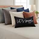 Sunkifover Let's Snuggle Decorative Lumbar Pillow Cover - 12x20 Inch Black and White Cotton Embroidery Throw Pillowcase for Bed, Bedroom, Living Room, Home Decor