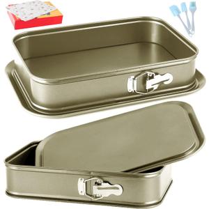 Kenond Large Springform Cake Pan, 14 x 11-Inch Rectangle Cheesecake Pan, Tiramisu Bakeware with 50Pcs Wax Paper, 5Pcs Spatula Set, Non-Stick Baking Pan Mold Leakproof