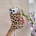 J.west Compatible with iPhone 17 Pro Max Case 6.9", Vintage Soft Sparkly Leopard Print Pearly Thinfoil Animal Design Women Girl Protective Cover Phone Case Brown Cheetah
