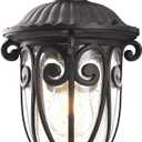Vintage Bronze Outdoor Pendant Lights for Porch, 20 1/2" High Exterior Hanging Light Fixture with Adjustable Chain, Outside Ceiling Lantern with Seeded Glass for Patio, Entryway, 20.5" High