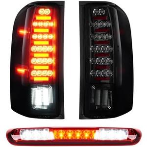 Tail Light + 3rd Brake Cargo Lamp for Chevy Silverado 1500 2007-2013, Silverado 2500 3500 2007-2014, GMC Sierra 3500 2008-2014, High Mount Stop Light Rear LED Taillight Assembly, Only for 3157 Bulb