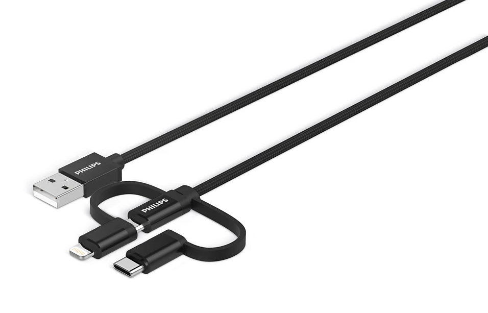 PHILIPS 3-IN-1 USB-C LIGHTNING CHARGING CABLE - 6 FT.