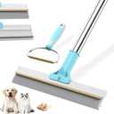 Hotsky Carpet Rake for Pet Hair Removal,3 in 1 Reusable Silicone Carpet Broom,54 inch Adjustable Cat Dog Hair Remover Tool with Lint Scraper and Patented Design for Rugs,Mats,Sofas,Floors (Blue)
