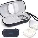 Luxtude Contact Lens Case, Glasses and Contact Case 2 in 1, Hard Shell Travel Contacts Cases with Mirror, Double Eyeglass Cases (Black)