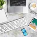 Bluetooth Slim Keyboard for Mac, Aluminum Rechargeable Keyboard Wireless, Low-Profile Silent Flat Key Compatible with Apple iMac, MacBook, Mac and iOS, Full Size - Silver White
