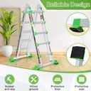 Ladder, Multi Position 5 Step Ladder Extension, 17 Ft Anti-Slip A Frame Compact Folding Ladder, 330LBS Adjustable Telescopic Aluminum Ladders for Home Stairs Roof Outdoor, Home Staircases