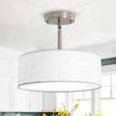 ALISADABOY Brushed Nickel Chandelier Modern Chandeliers Contemporary 3 Light 12.59'' Inch Semi Flush Mount Ceiling Light, with Lampshade, Drum Fixture, for Bedroom, Entryway, Kitchen, Closet, Laundry