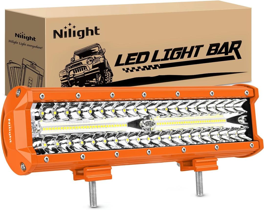 Nilight LED Light Bar 12Inch 300W Flood Spot Combo Triple Row Driving Lamp Roof Bumper Off Road Work Lights for Van Camper Wagon Car Pickup Golf Cart ATV UTV SUV Truck Boat 4x4